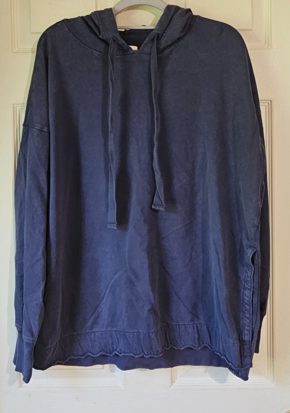 Aerie Womens Medium Navy Blue 100% Cotton Oversized Hoodie Side Slits